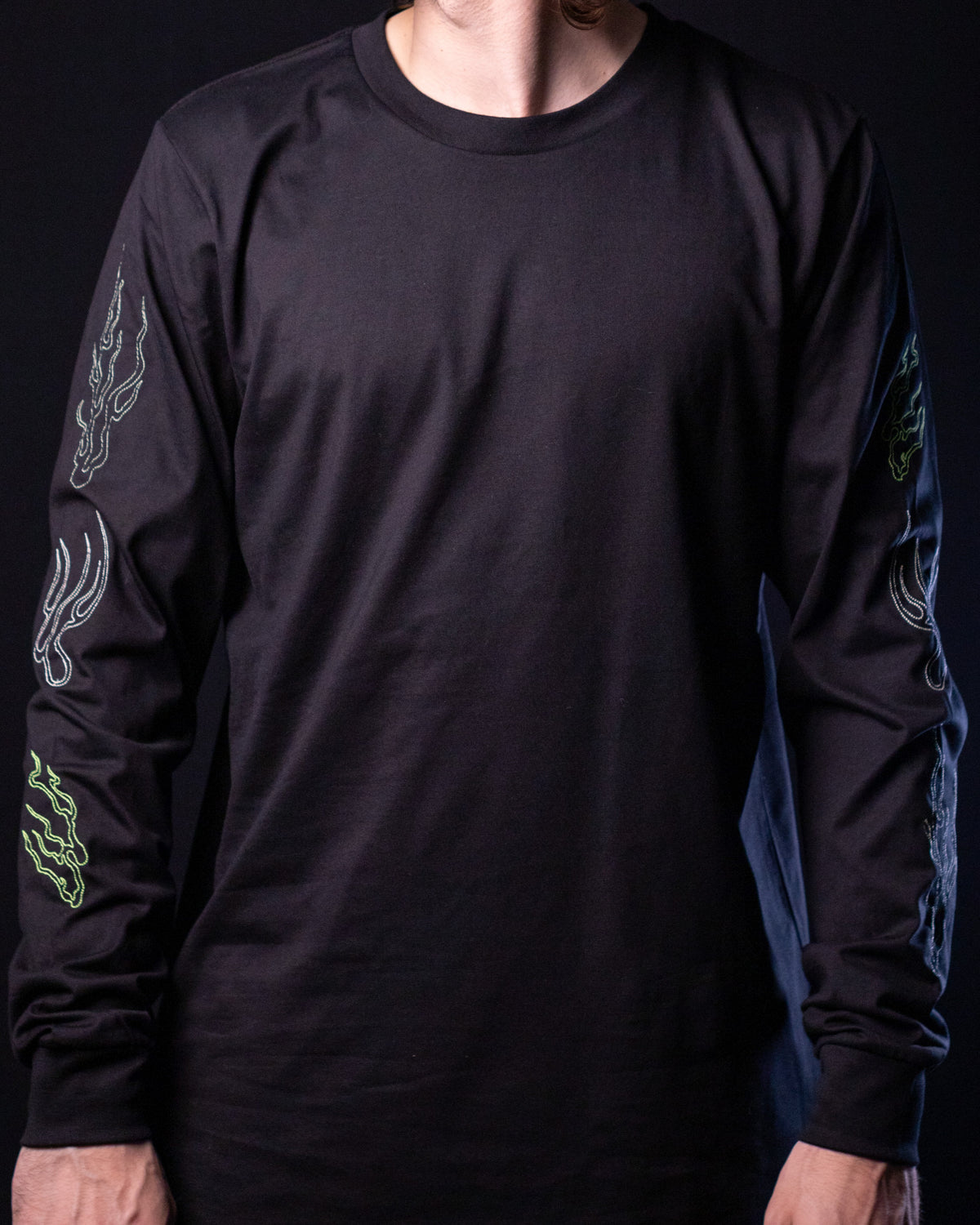 'Fire' Longsleeve Tee (Black / Green)