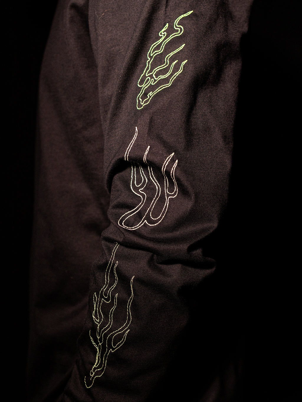 'Fire' Longsleeve Tee (Black / Green)